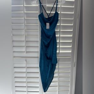 Windsor Asymmetrical Midi Dress | Indigo Blue | M